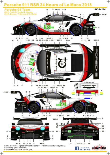 Porsche 911 RSR Le Mans 2018 for NUNU 1/24
